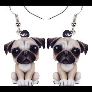 New Pug French Bull Dog Puppy Acrylic Earrings